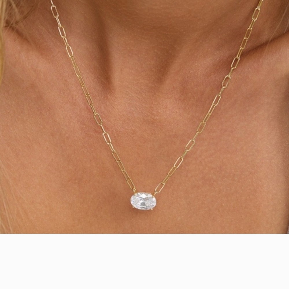 Elegant Gold Chain Necklace with Clear Gemstone .price For 1 My Best Final
